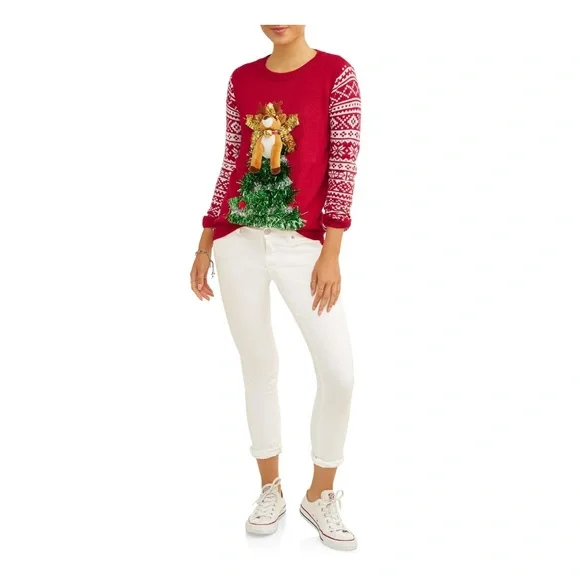 No Boundaries‎ Juniors' Plush Holiday Pop-out Animal Holiday Christmas Sweater - Picture 2 of 11